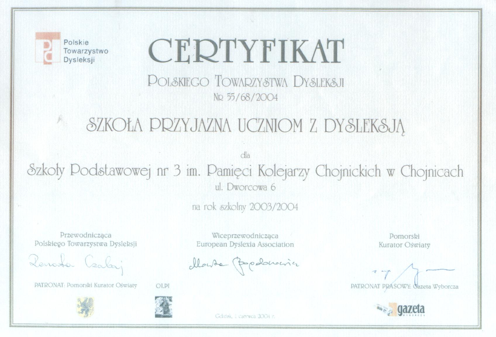 certyfikat szkoly 