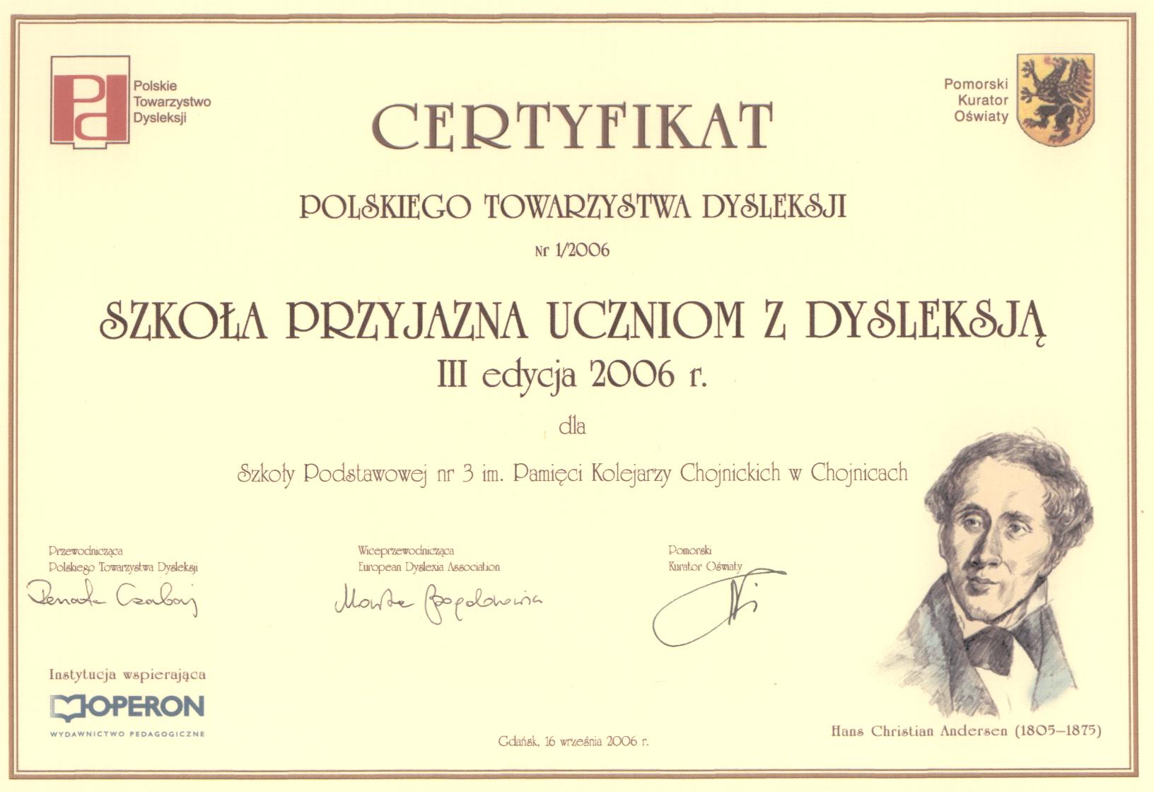 certyfikat szkoły przyjaznej ...